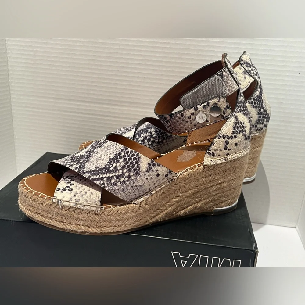 Franco Sarto Snakeskin Patterned Women's wedge  Sandals - Picture 10 of 14